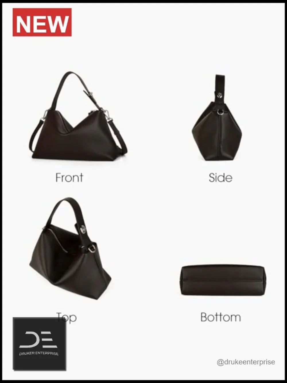 Premium Full-Grained Leather Crossbody Bag Slouchy Shoulder Tote Hobo